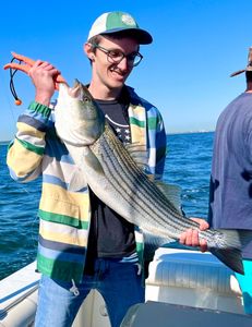 Striped bass caught at Port Monmouth Road