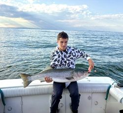 Striped bass catch from fishing trip in Port Monmouth Road NJ waters