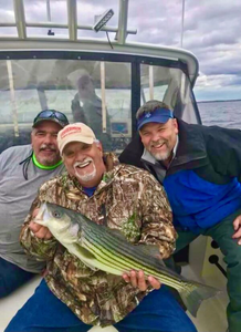 Striped bass catch from Port Monmouth Road NJ fishing trip