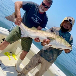 Large striped bass caught during fishing trip in Port Monmouth Road NJ waters
