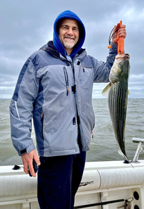 Striped bass caught while fishing in Port Monmouth Road NJ waters