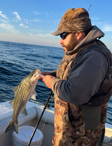 Striped bass caught while fishing in Port Monmouth Road NJ waters