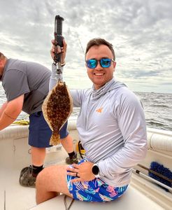 A single summer flounder fish caught on a fishing trip in NJ