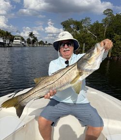 Large snook fish being held on fishing boat in Punta Gorda FL waters