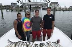 4 people enjoying a great fishing trip in NC