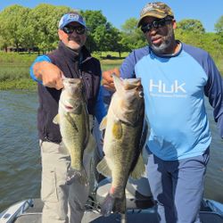 Two largemouth bass and smallmouth bass fish caught in Texas