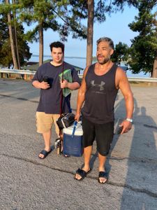 Two people fishing in Columbia