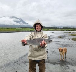 A person fishing in Alaska
