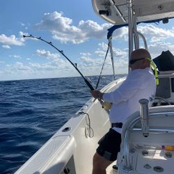 Person fishing in West Bay