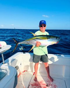 Yellowfin tuna, 35-inch fish caught while fishing in West Bay