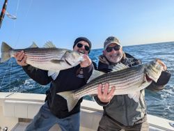 Big, lively striped bass and plenty of smiles.