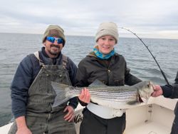 Striped bass caught while fishing in Forked River NJ