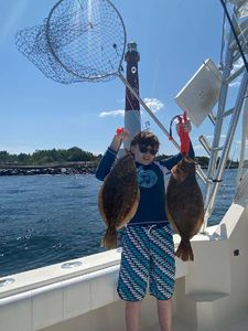 Two southern flounder, a 24-inch catch in New Jersey