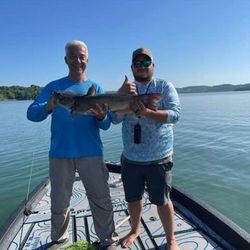 Couple enjoying fishing in Branson