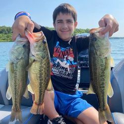 Two largemouth bass caught while fishing in Branson
