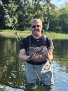 Two rainbow trout caught while fishing in Missouri