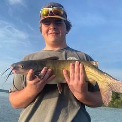 Angler with a white catfish catch in Branson