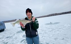 A lone American yellow perch measuring 17 inches caught while fishing in SD