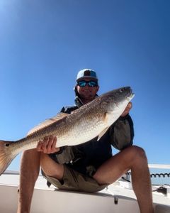 A person fishing in the waters of Gulf Shores