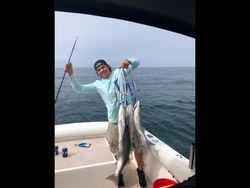 One fisherman reeling in a 26-inch catch in Massachusetts