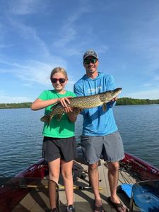 Northern pike caught while fishing in Minocqua Wisconsin on boat