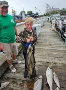 Four Chinook salmon caught on a fishing trip in Wisconsin
