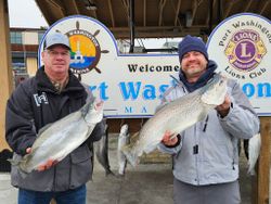 Two chum salmon caught during a fishing and cruises trip in Port Washington