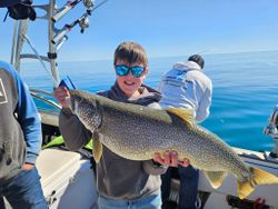 Lake trout caught during fishing charter in Port Washington WI