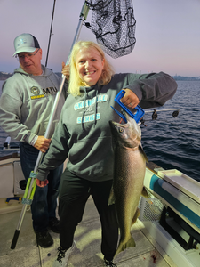 Nice rainbow trout trolling in Port Washington! Afternoon clearing made for exciting fishing.