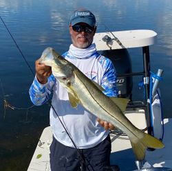 A person fishing for a snook in Islamorada