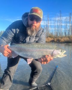 Admiring the gleam of freshly caught trout