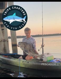 Kayak fishing success with a hefty catch!