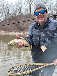 Hooked a nice brown trout on my morning fishing trip.