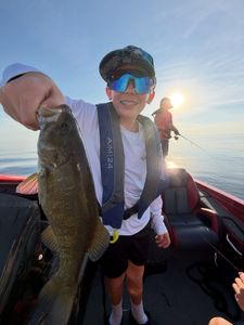 Smallmouth bass caught while fishing in North Tonawanda NY on boat