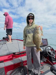 Smallmouth bass caught while fishing on boat in North Tonawanda NY