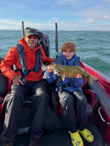 Smallmouth bass caught while fishing on boat in North Tonawanda NY