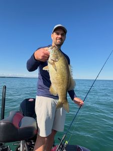 Smallmouth bass caught while fishing in North Tonawanda NY on boat