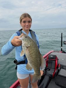 Smallmouth bass caught while fishing in North Tonawanda NY on boat