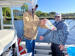 A single angler fishing in Scituate with a 13-inch catch