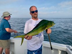 Mahi Mahi or Common Dolphinfish, a 53-inch fish, caught by two people while fishing
