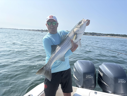 Reeled in a monster striped bass at Bulman Marine!