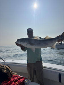 Deep sea jigging for Striped Bass at this prime fishing spot!