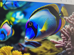 Stunning blue and yellow tropical fish spotted among the vibrant coral reef.