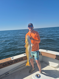 Reeled in a beauty on the open waters.