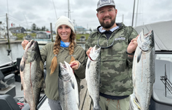 4 big chinook salmon caught while fishing in OR