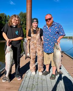 Three rainbow trout caught while fishing in Oregon