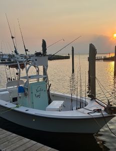 Scenic landscape in NC, fishing equipment