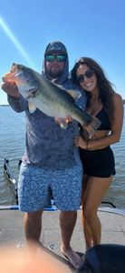 Freshly caught bass displayed on fishing boat in Emory TX
