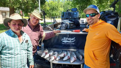 Three people fishing in California