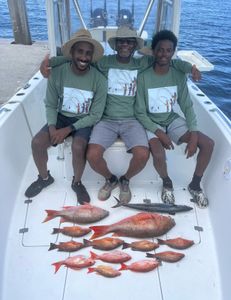 Colorful snapper haul with this happy crew!